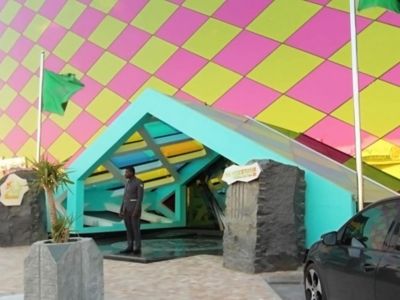 colorful facade of the restaurant building