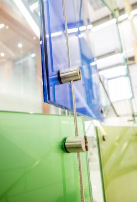 colorful squares in the middle of staircases