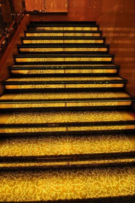 brown glass stairs