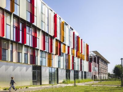 colorful facade of the building