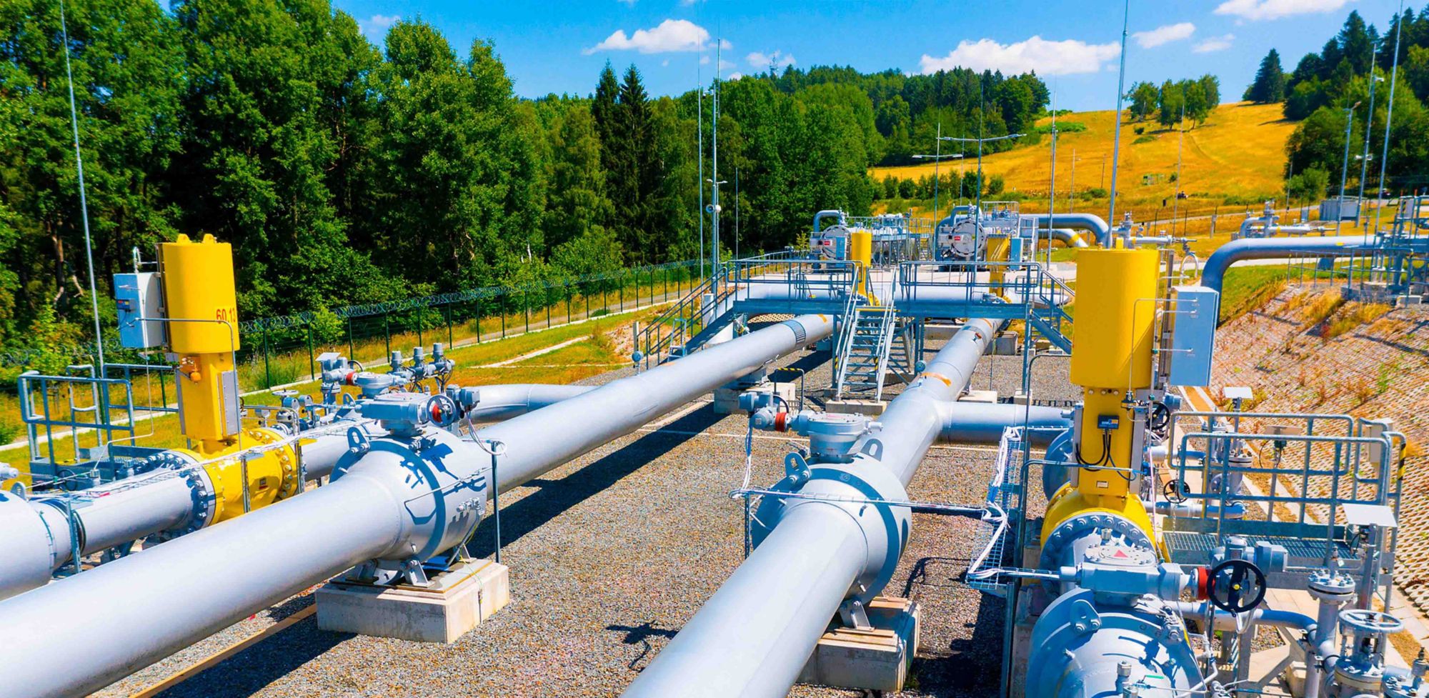 A light blue gas pipeline system.   