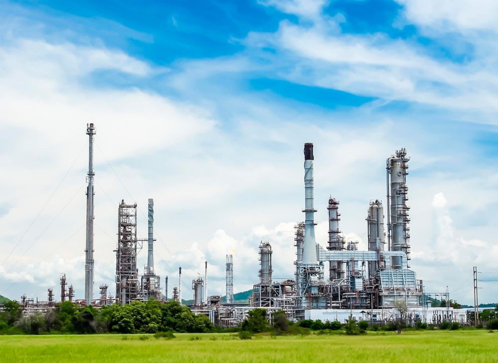 A landscape view of a gas treatment facility. 