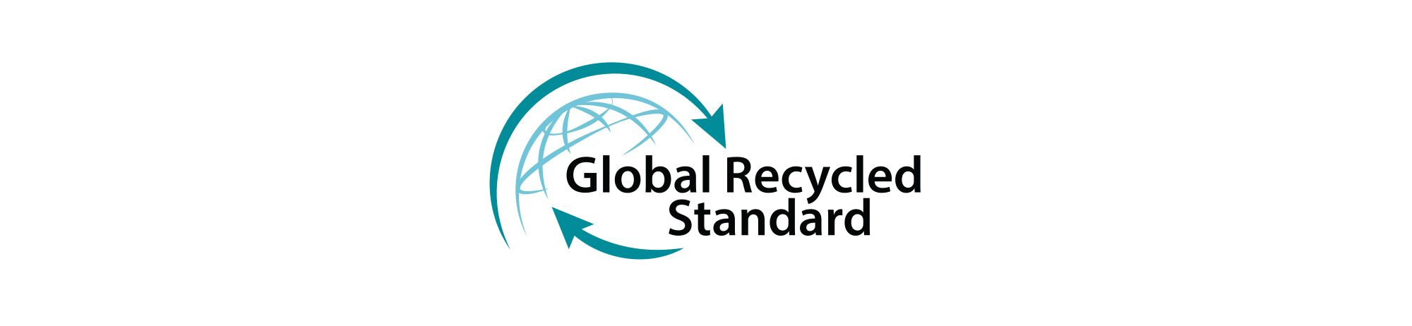 A sketch of half a globe with arrows around it next to the words Global Recycled Standard. 