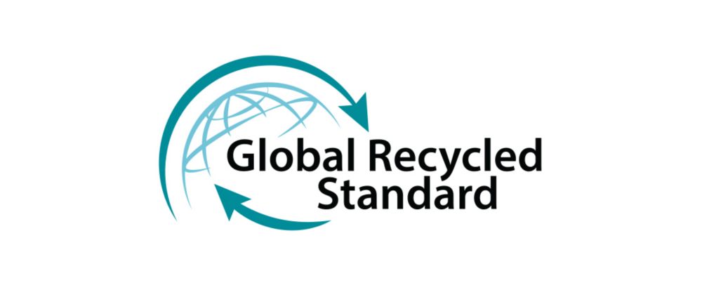 A sketch of half a globe with arrows around it next to the words Global Recycled Standard. 