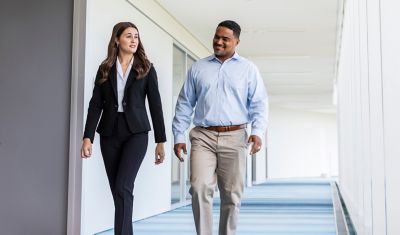 Office people walking together