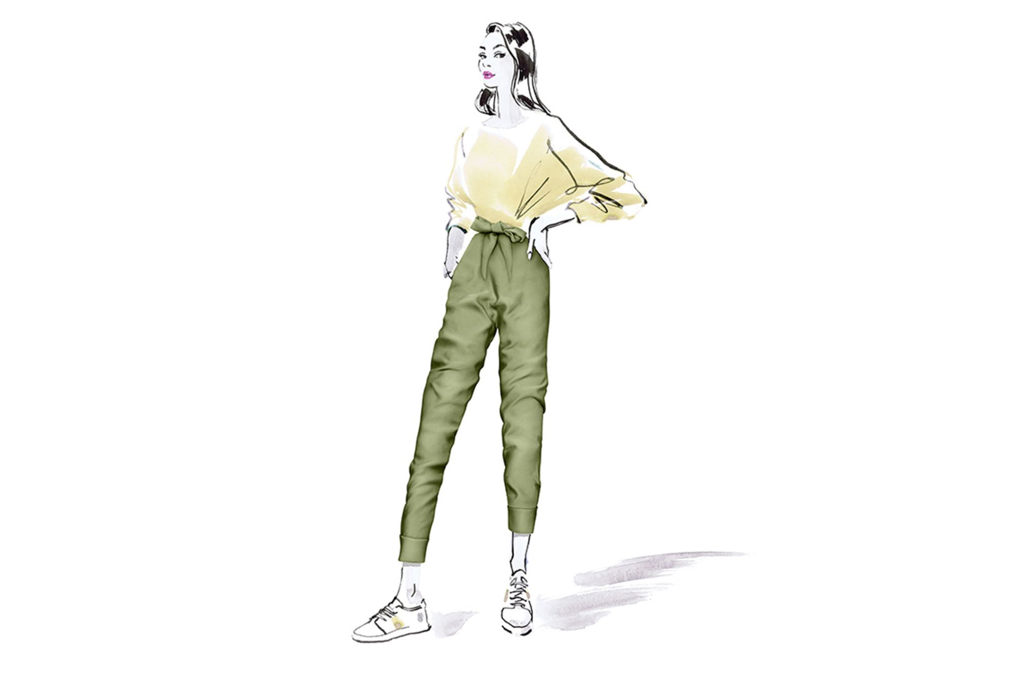 Green yellow loose fit watercolor 