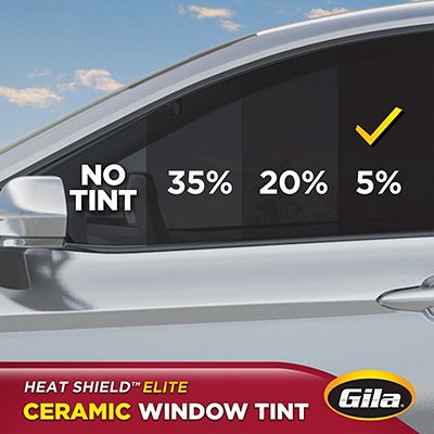 Gila® Heat Shield Elite 5% VLT Window Tint comparison on car window