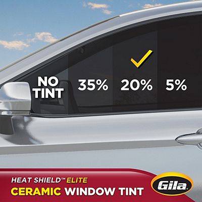 Gila® Heat Shield Elite 20% VLT Truck & SUV Window Tint comparison on car window