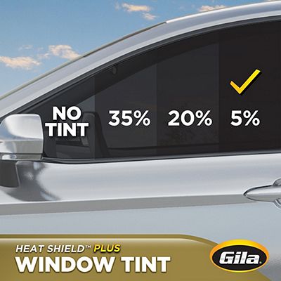 Gila® Heat Shield Plus 5% VLT Window Tint comparison on car window