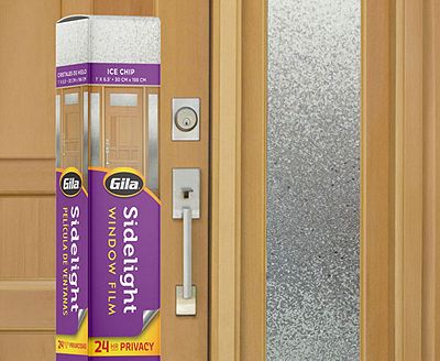 Gila Ice Chips Sidelight Window Film on a front door sidelight.