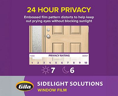 Gila Ice Chips Sidelight Window Film offers 24-hour privacy.