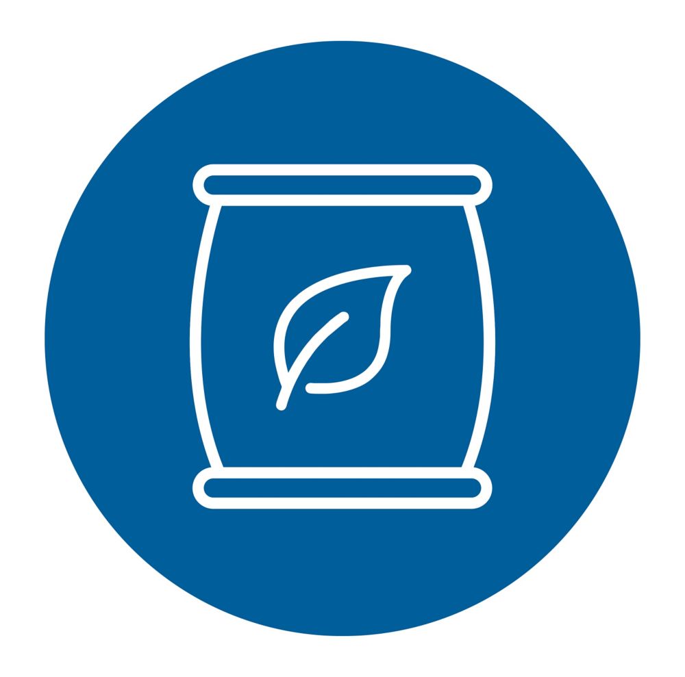 Icon depicting a leaf on packaging. 