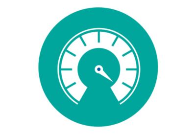 Icon of a speedometer pointing toward high-speed indicating high performance of Eastman PET Renew.  