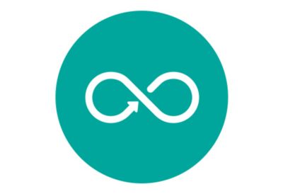 Infinity arrow icon indicating recyclability of Eastman PET Renew.  