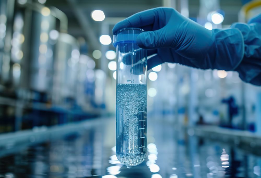 Water inside a treatment container. 