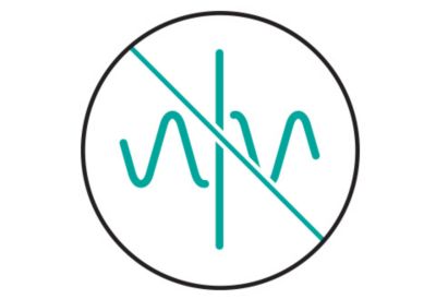 Interference wave icon with a diagonal line right through it. 