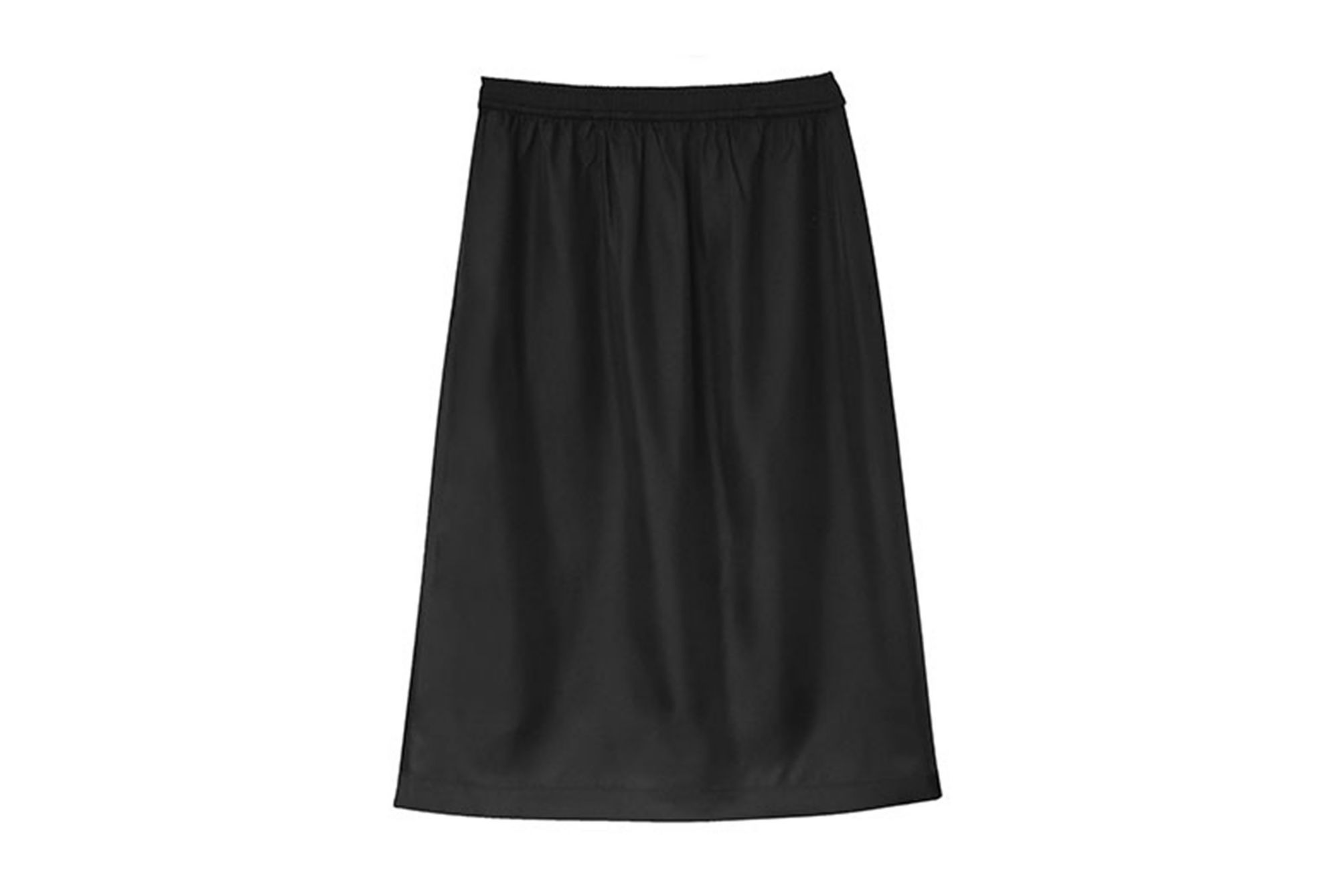 Isolated black mid length skirt Derek Lam’s collection made with 100% Naia™. 