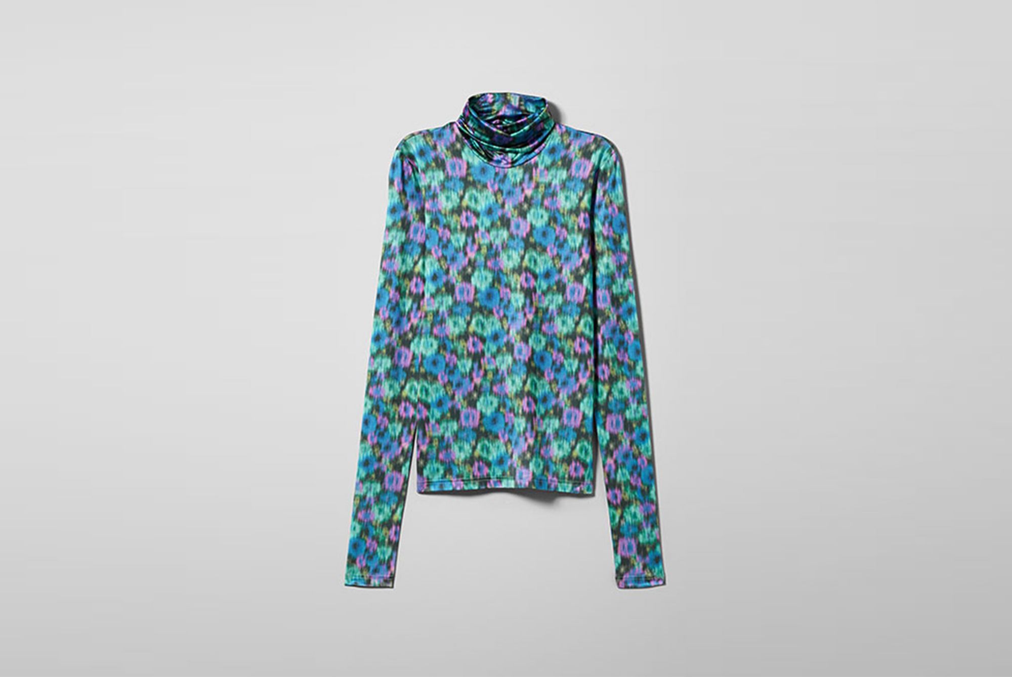 Isolated long-sleeved turtleneck floral pattern shirt Weekday made with 100% Naia™ 