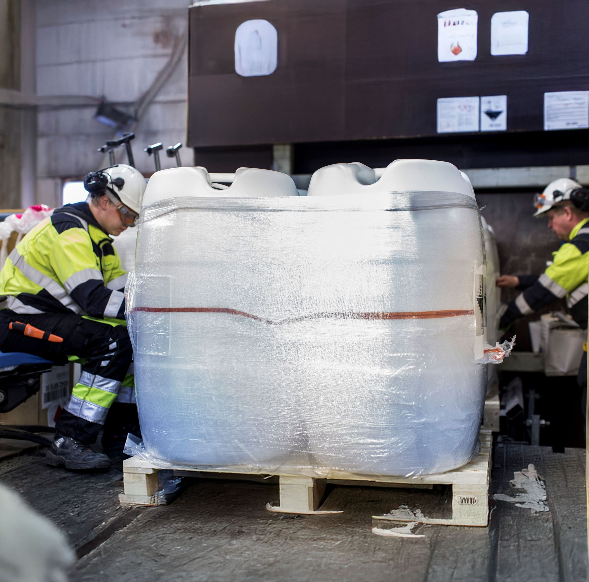 Large bundles of Eastman’s solutions packaged at its Oulu, Finland, site. 