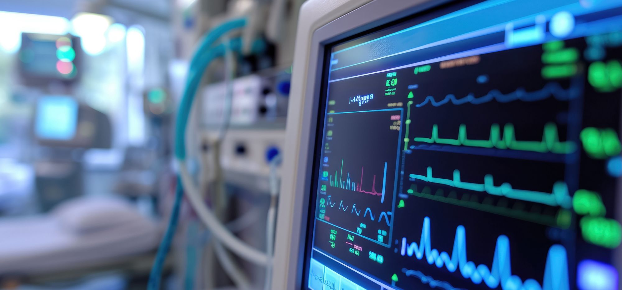 A health monitor screen showing vital signs. 