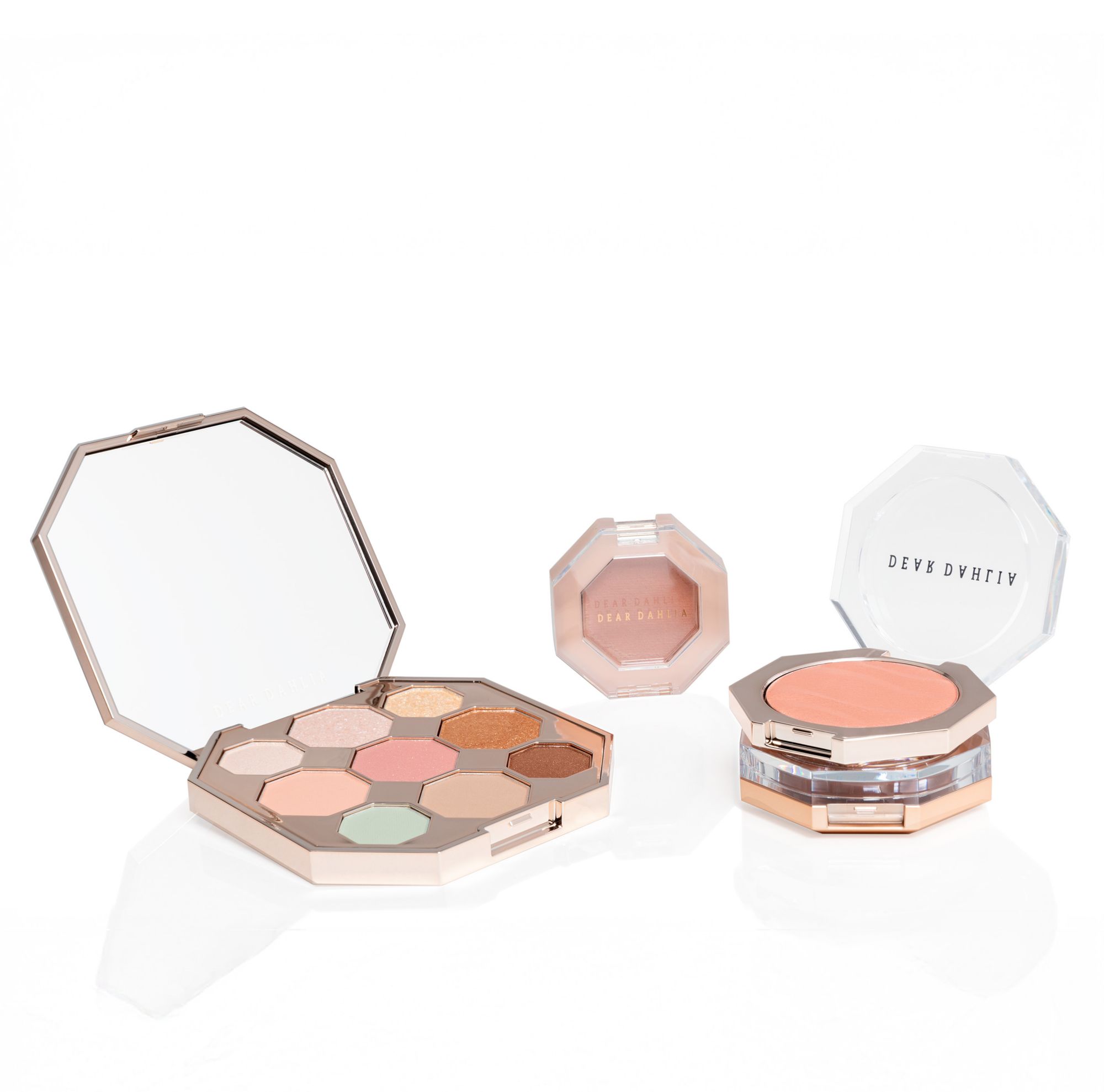Luxury eye shadow and blush packaging made from Eastman cosmetic packaging material. 