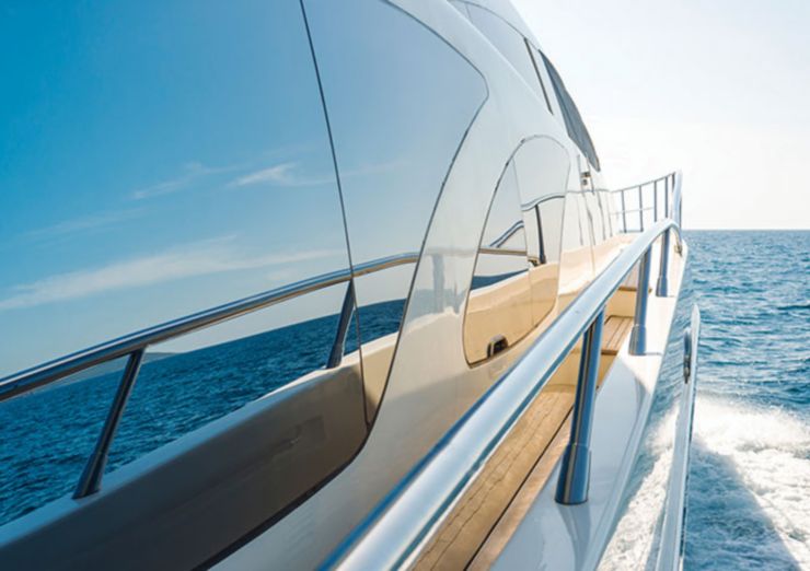 Close-up of the glass surfaces on a boat 