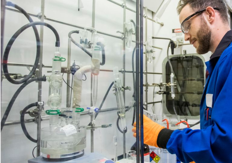 Eastman chemical and biomolecular engineer in the lab. 