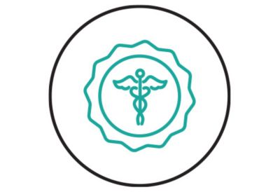 An icon of the caduceus, the medical staff symbol. 