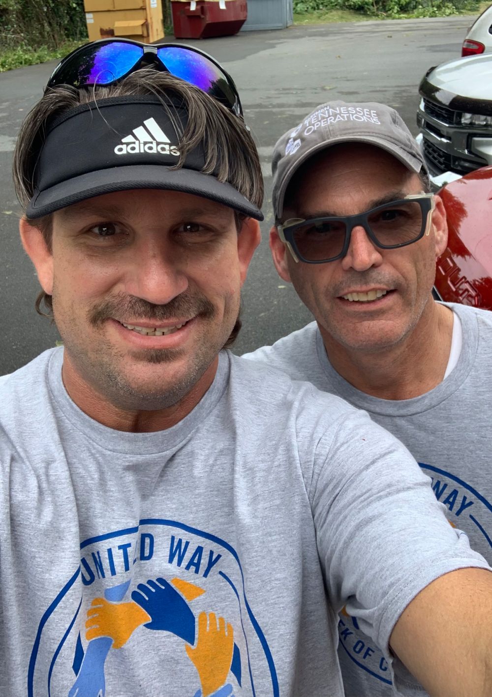 Mike and Jonathan Wallace take a selfie during United Way’s Day of Caring. 