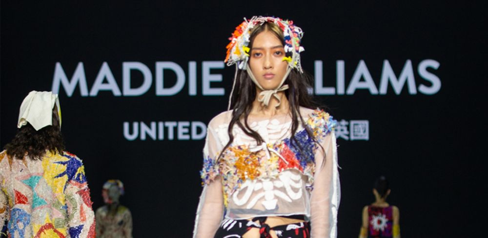 Model wearing Maddie Williams runway 