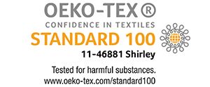 Certification logo OEKO-TEX, for environmentally sound chemical use in a closed-loop system