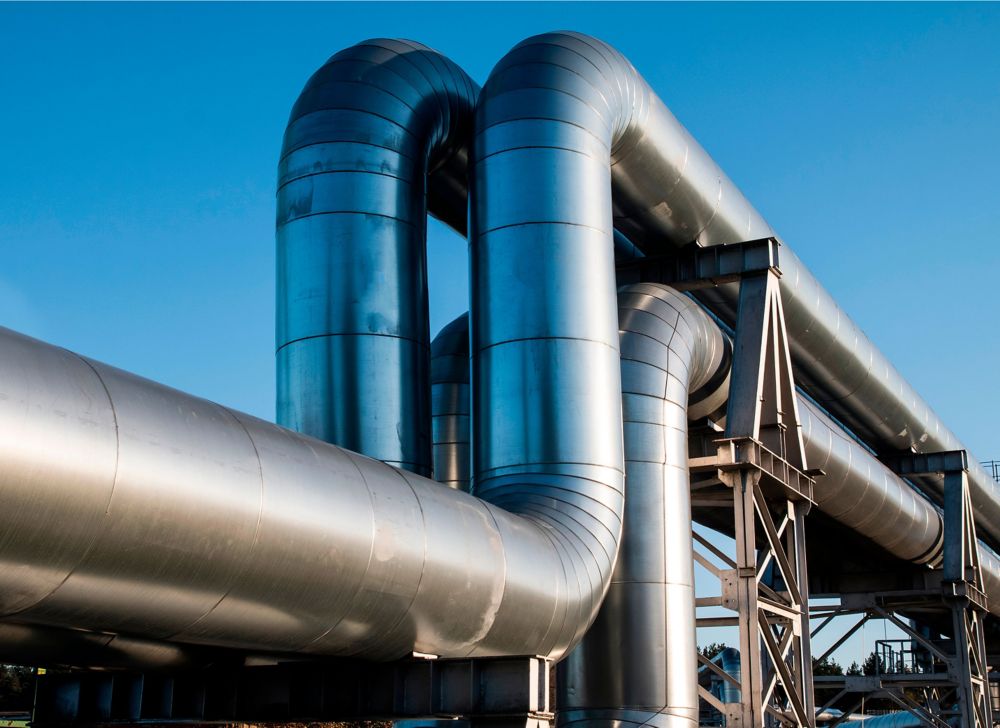 Large aboveground metal heat pipes. 