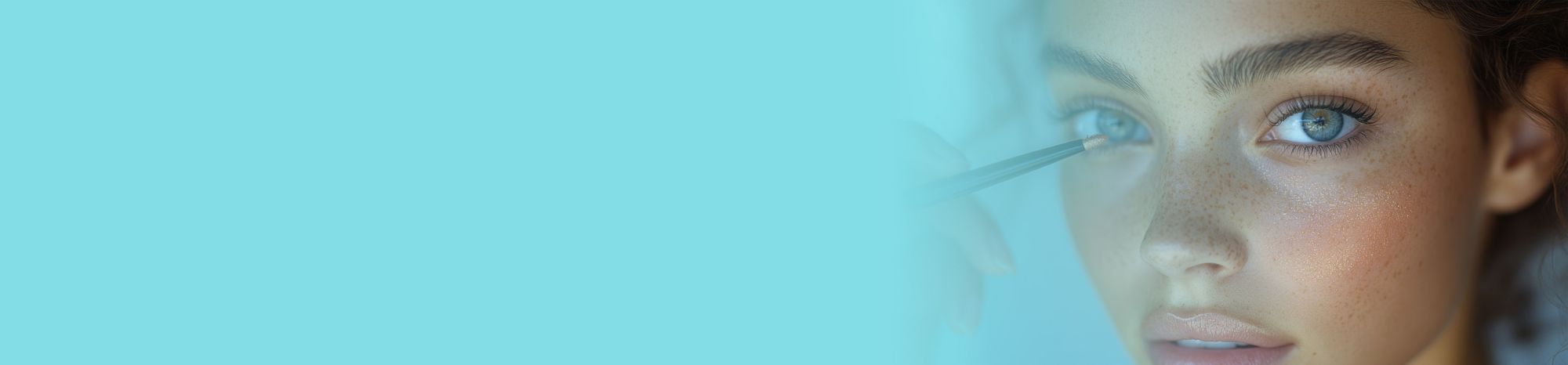 A person applies eyeliner. 