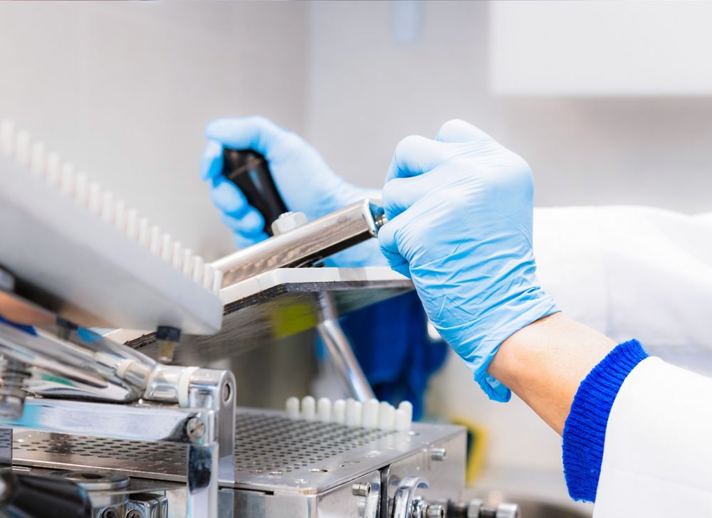 A capsule filling machine. 