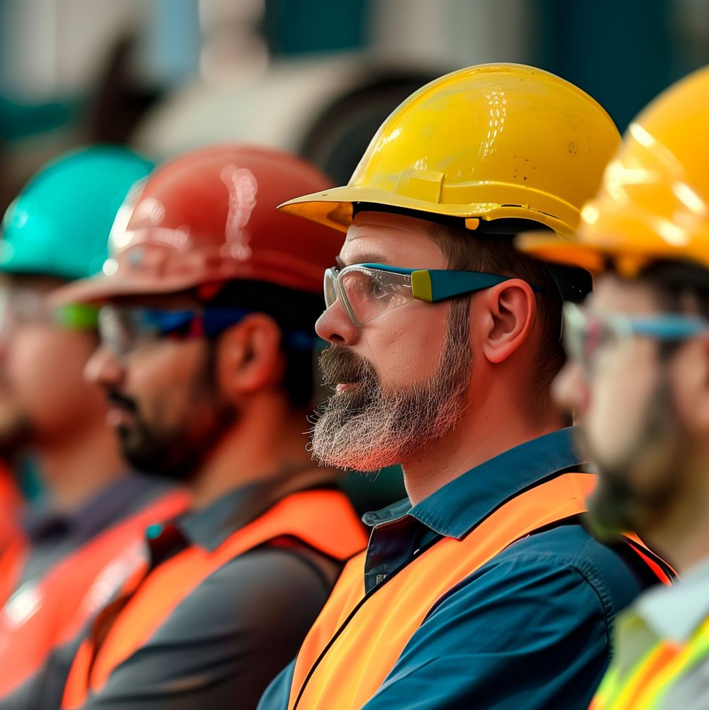 A group of employees in PPE participating in operational training for heat transfer systems.  