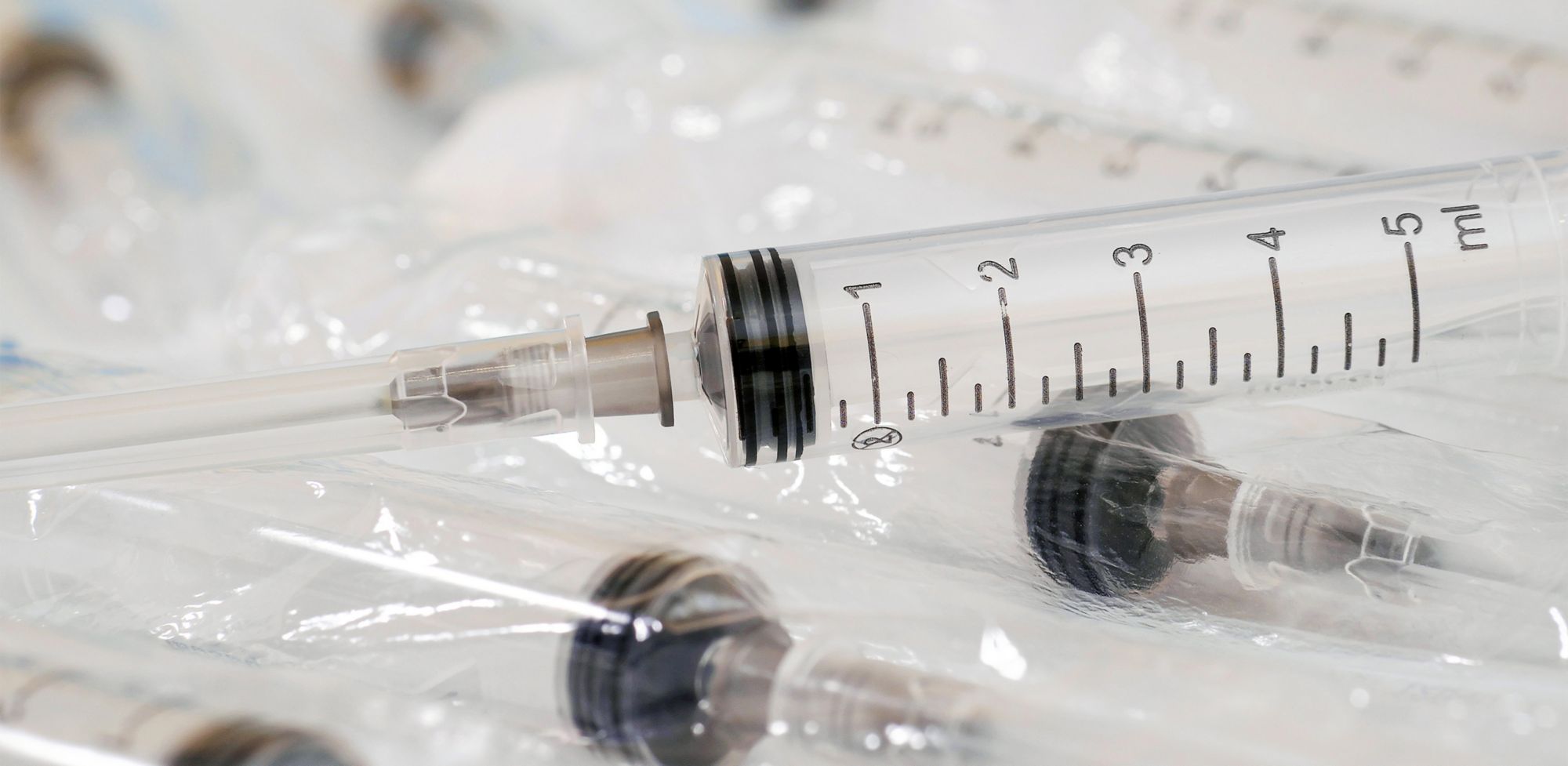 Plastic disposable syringe. 