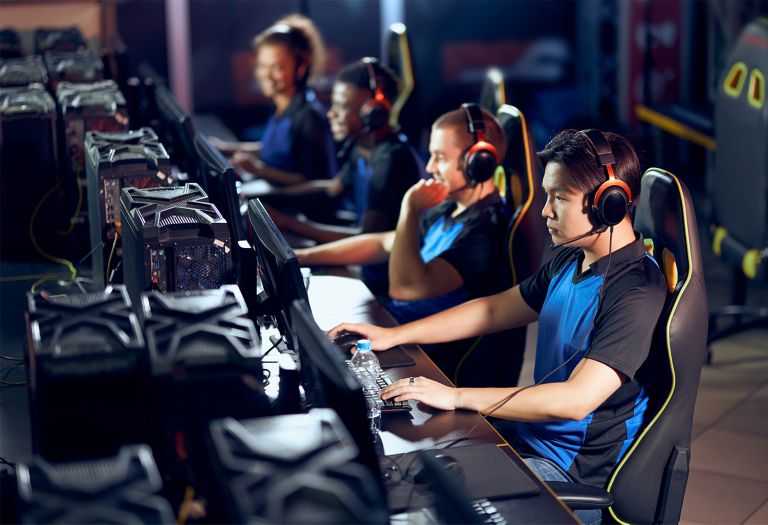 People playing video games 