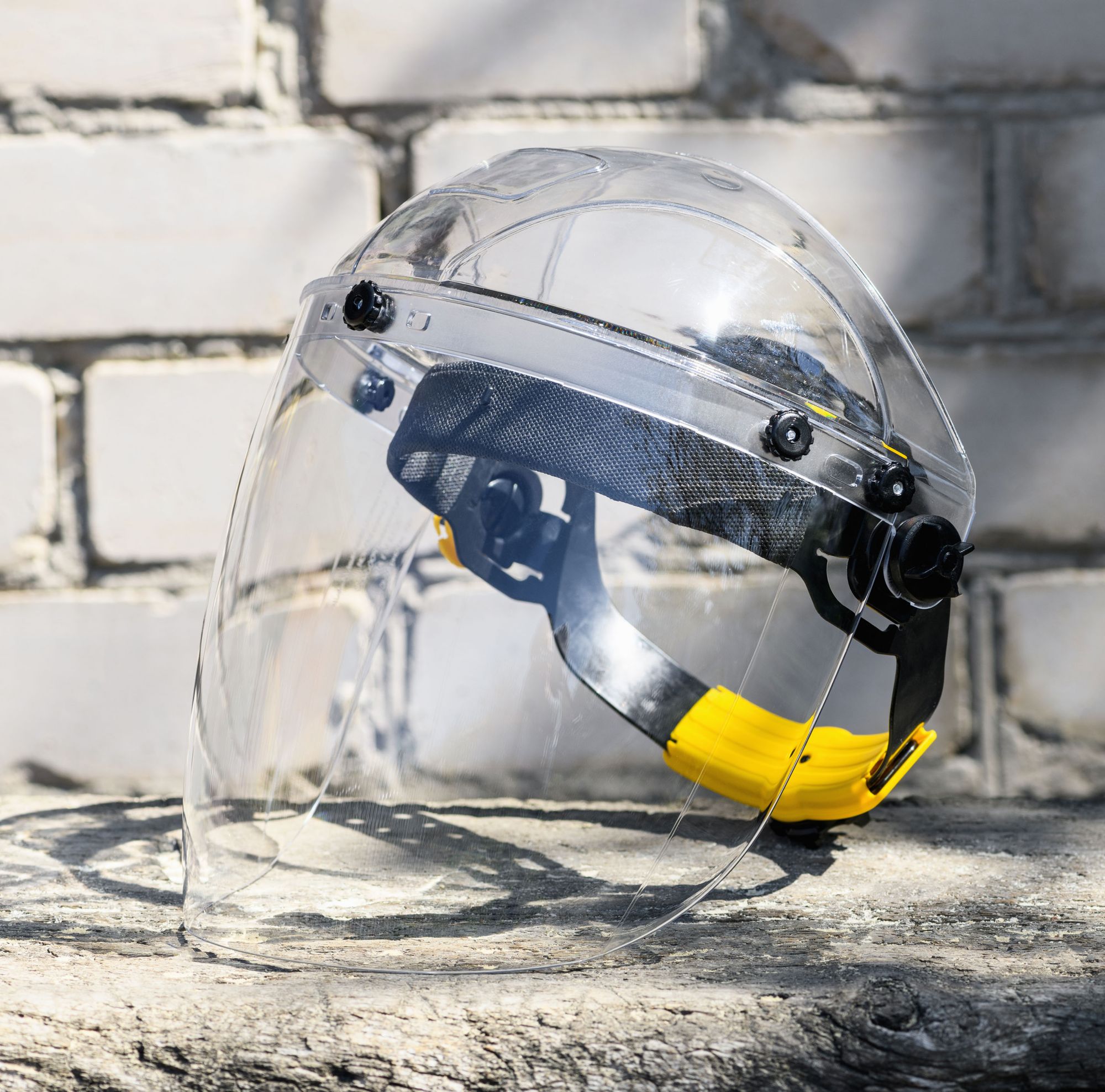 Protective face shield. 