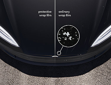 Side by side comparison of LLumar® Protective Wrap Film vs. ordinary wrap film 