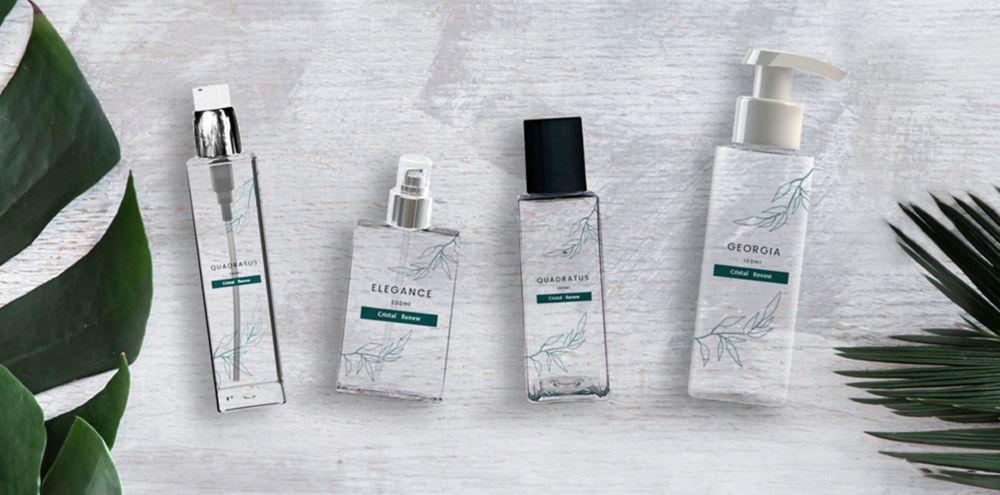Qualiform clear beauty packaging made with Eastman Cristal Renew. 