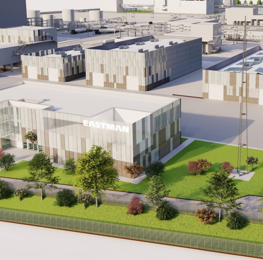 A 3D rendering of the planned molecular recycling plant project in Normandy, France 