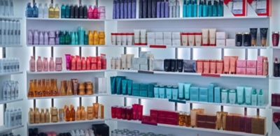 Products on a shelf.