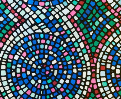 Detailed close-up showing the frosted, ice-like texture of the Spiral Mosaic pattern.