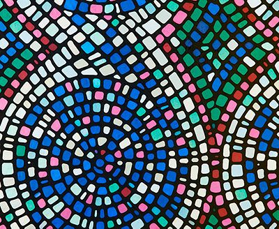 Detailed close-up showing the frosted, ice-like texture of the Spiral Mosaic pattern.