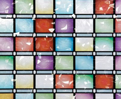 Detailed close-up showing the frosted, ice-like texture of the Stained Glass Atlantis pattern.