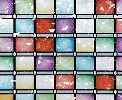 Detailed close-up showing the frosted, ice-like texture of the Stained Glass Atlantis pattern.