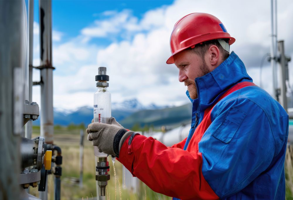 A technician in PPE measuring system quality. 