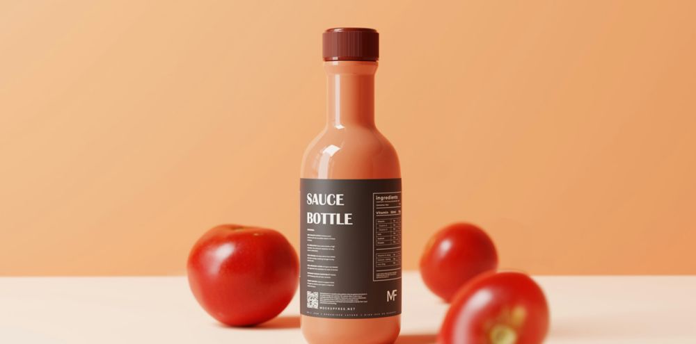 Tomato sauce bottle mockup 