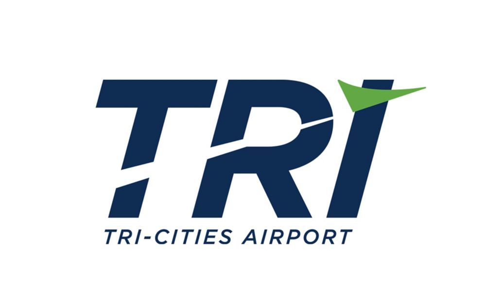 Blue logo for Tri-Cities Airport. 