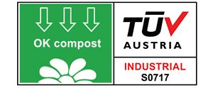Certification logo TUV Austria, for biodegrability and compostability at home